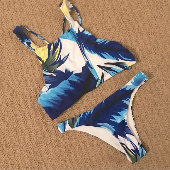 Other - Blue Leaf High Neck Bikini